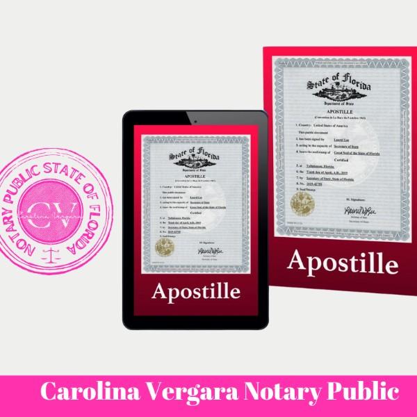 Apostille (Florida) carolina vergara notary public Florida State